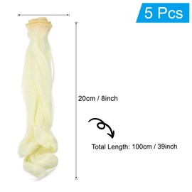 PATIKIL 20CM Doll Hair Wigs, 5 Pcs High Temperature Silk Curly Wig Hair Extension Accessories for Doll Hair Making Kit DIY Handmade, White