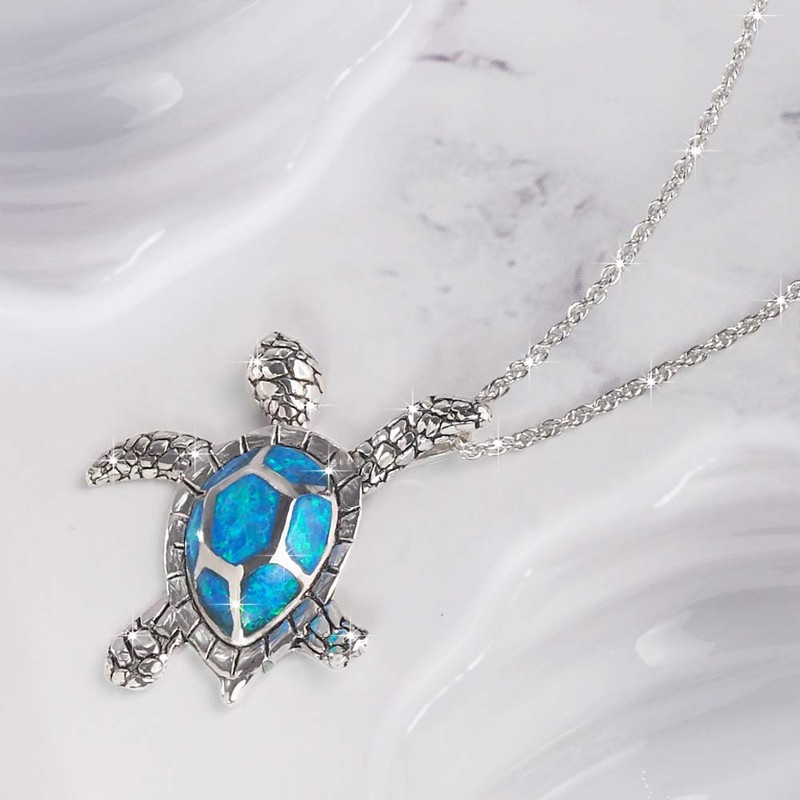 Belinda Jewelz - Collar con colgante de tortuga de plata