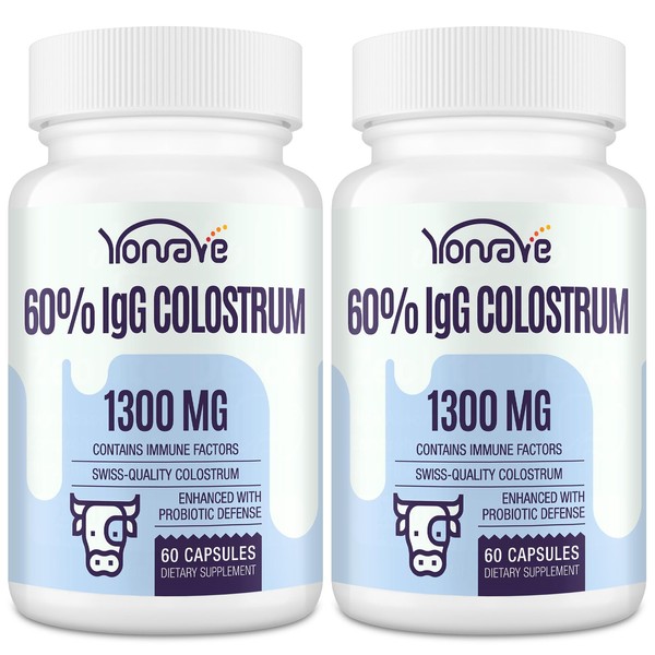 Yonrave Bovine Colostrum Capsules Supplement 1300mg - Extra High 60%