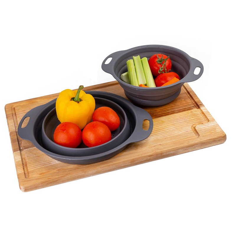 Zirbel Colander Foldable Set of 2 Pasta Strainer Space-Saving