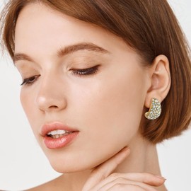 Chunky Gold Stud Earrings for Women Surgical Steel 14k Gold Plated Hypoallergenic Gold Earrings Gold Statement Earrings for Women Trendy Fashion Gold Jewelry Gifts