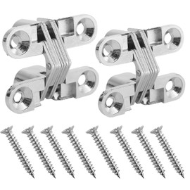 TINA.WIN 2 Packs of Concealed Hinges, Concealed Door Hinges for Access, Load, Cupboard, Folding Doors, etc., 60 kg Load Capacity, Zinc Alloy, Silver Metallic [Energy Efficiency Class A+]