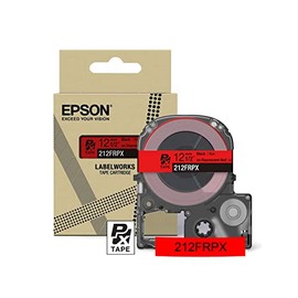 Epson LABELWORKS 212FRPX PET (Polyester) Tape Cartridge - Black on Fluorescent Red Designer Craft Label Maker Tape - 1/2" (12MM) Wide, 16'