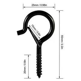 CARPEDIEM Ceiling Hooks, Carbon Steel, Wall Hooks, Cabinet Hooks, Mounted, Fixing Hardware, Wind Chimes, Plants, Kitchen Utensils, Hanging Hardware Screw Eye Hooks, Pack of 10