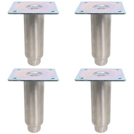 GSW Set of 4 Adjustable Stainless Steel Equipment Legs, 5-1/4” High with 3” Extension, Removable Mounting Plate & 1/2”-13 Protruding Stud, FT-SS5