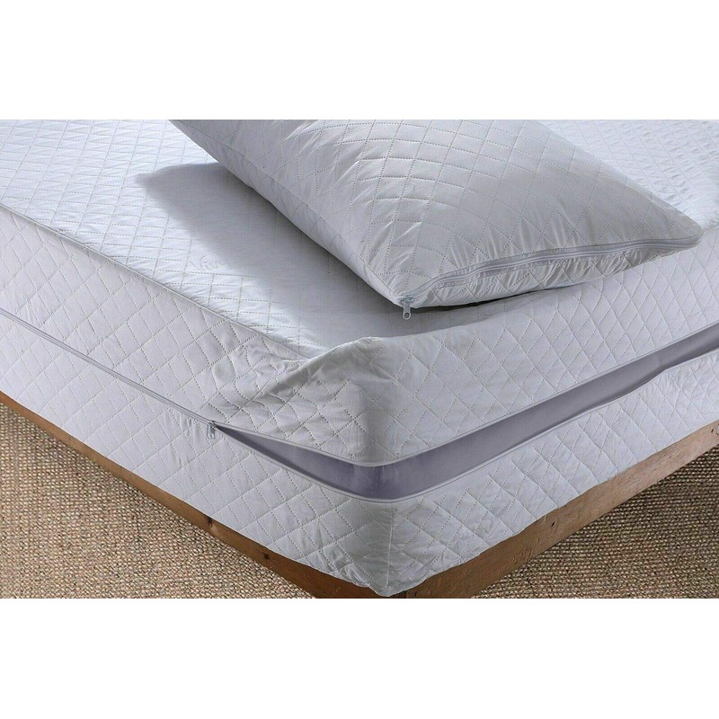 Luxury Quilted 4 Pack Pillow Protector Cases With Zip Closing