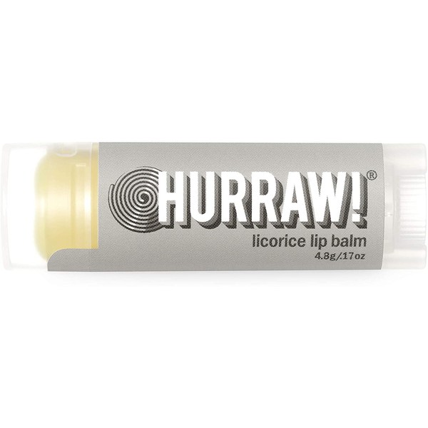 Hurraw! Licorice Lip Balm, 4.8g/.17oz: Organic, Certified Vegan, Cruelty and Gluten Free. Non-GMO, 100% Natural Ingredients. Bee, Shea, Soy and Palm Free. Made in USA