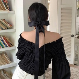 CASOLVX 3Pcs Hair Ribbon Bow Clips Tassel Hair Ribbons Hair Ties Long Tail Hair Accessories for Women