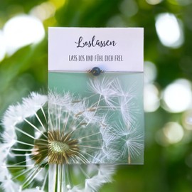 Glücksschmiedin Gem Bracelet for Letting Go, with Garnet Ball on High-Quality Greeting Card, Handmade (Rose Quartz), Gemstone, rose quartz