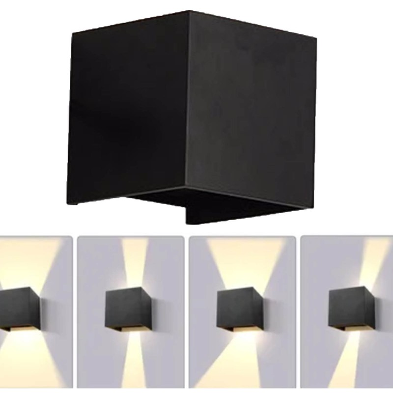 Wall Sconce Black Quadrate 12W 3000K Warm Lighting Decorative Aluminum