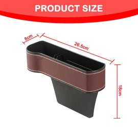 JNNJ Car Seat Gap Organiser Storage Box, Leather Car Gap Filler Organiser, Car Centre Console, Front Seat Gap Filler Car Seat Side Pocket Organiser (Brown)
