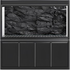 MIRRORANG 76x30cm Stone Aquarium Background Black Rock Fish Tank Poster Backdrop Rocky Terrarium Background Vinyl Background