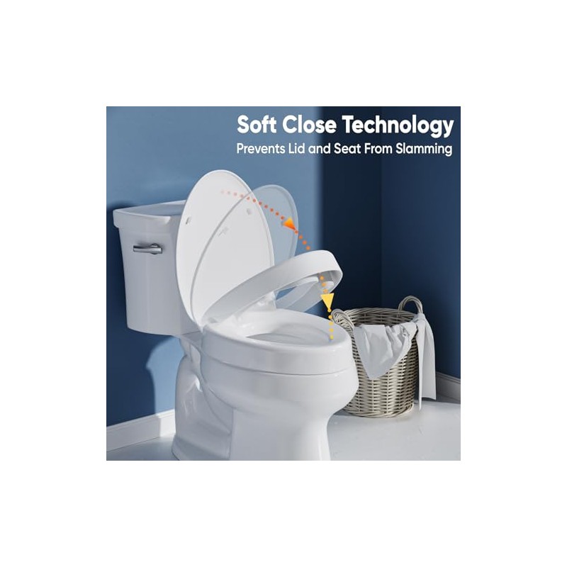 SAMODRA Raised Toilet Seat Riser, White, 3 Inch High Elevated