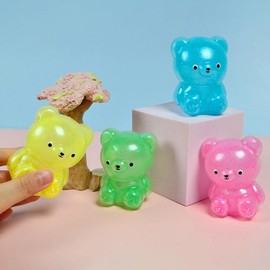 Squishy Bear Toy 5pcs Mini Glitter Stress Ball Toy Novelty Decompression Toy for Birthday Holiday Goodie Bag Fillers (Mixed Color)