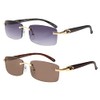 Elite Slim Rimless Rectangular Metal & Wood Art Aviator Sunglasses