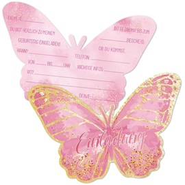 Birthday Invitation Cards, 12 Party Invitations, Invitation Children's Birthday Girls Boys Birthday Invitations, Children's Birthday Invitation Cards for Birthday/Party Invitation (Butterfly)