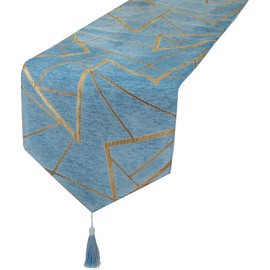 HoliSelear Multi-Size Chenille Thick Soft Table Runner Fall 13 x 108 Inch for Coffee Farmhouse Long Side Desk Tall Kitchen Tea/Coffee Table Dining Room Decoration Party Thanksgiving Christmas Blue