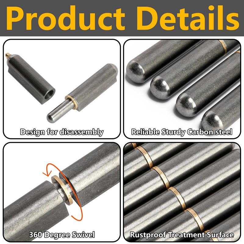 moonoom 4 Pack 6'' BBQ Bullet Weld on Hinge, Heavy