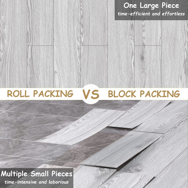 Freshtour Vinyl Flooring Roll, Wood Grain Peel and Stick Floor