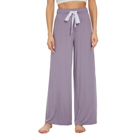 WiWi Women's Viscose from Bamboo Pajama Pants Casual Wide Leg Palazzo Lounge Pant Loose Comfy Sleep Pj Bottoms S-XXL, Violet, Small