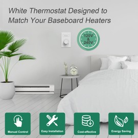 Manual Electric Baseboard Heater Thermostat for Home Both 120V and 240V 1PC YeloDeer