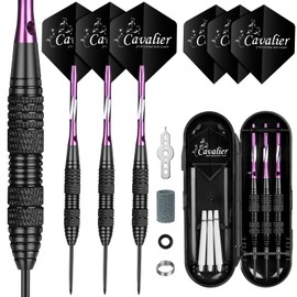 flintronic 3 Pack Steel Darts Set, Professional 24g Darts Tip with Non-Slip Stainless Steel Shaft, Poly Flights, PVC Shafts, Dart Sharpener, Rubber Rings, Flight Protecter, with Gift Box