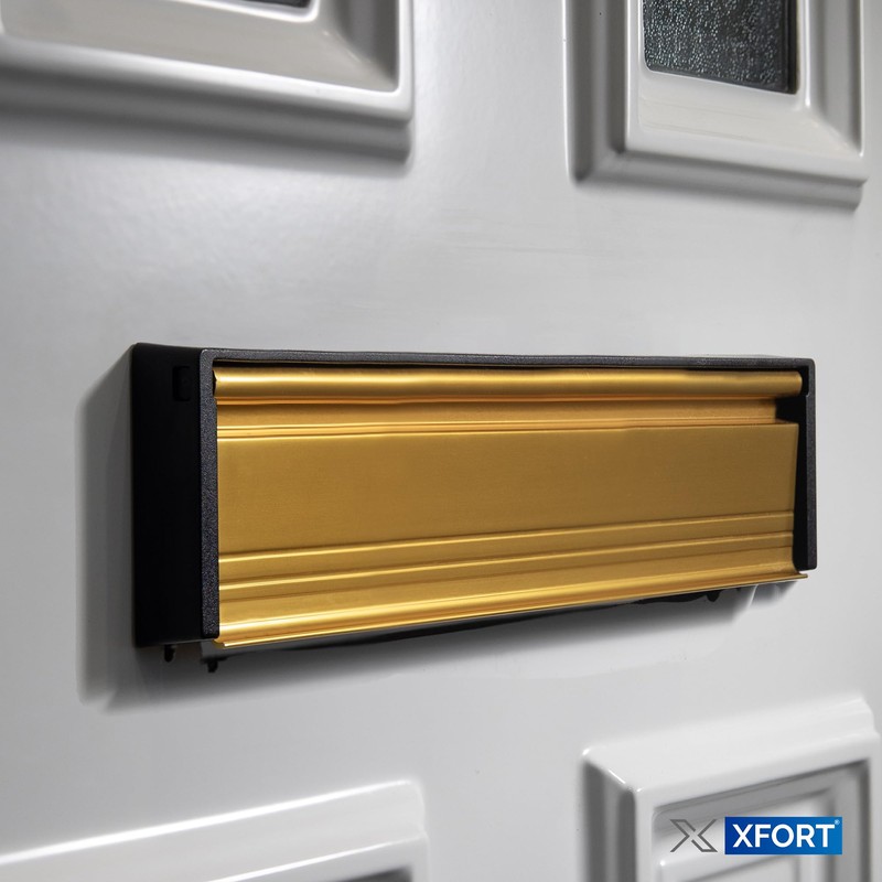 UAP MailPlate 12" Letterplate Satin Brass, Premium Draught Proof Postal