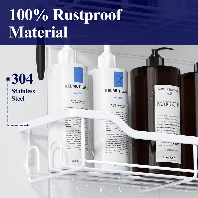Kitsure Shower Caddy Large - Adhesive Shower Organizer, Stainless Steel
