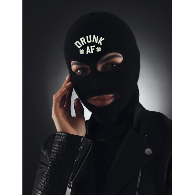 Drunk AF Ski Mask St Patricks Balaclava (Black)