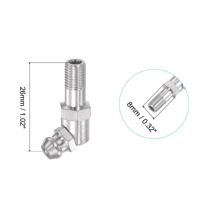 uxcell Metric Nickel Plated Brass Straight Grease Fitting M6 x