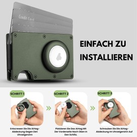 KLOMORE Men's Card Case with AirTag Holder, Minimalist Wallet for Men, Small Slim Wallet RFID Protection Metal Money Clip, Wallet Credit Card Holder, Green, Classic