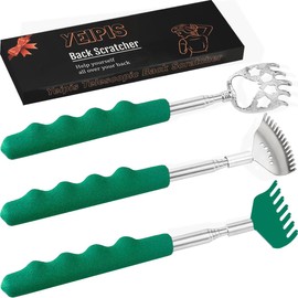 Yeipis Yeipis 3 Pack Different Back Scratcher Metal Portable Telescoping Back scratchers with Rubber Handles, Extendable Back Massager Tool with Beautiful Box Great Stocking Stuffers（Green）