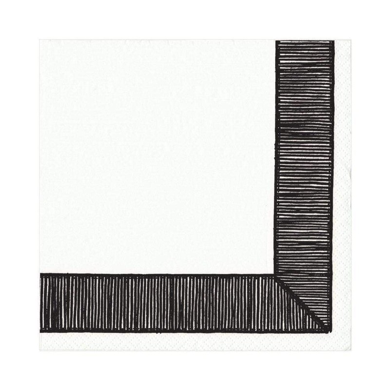 Caspari Ribbon Border Paper Luncheon Napkins in Black - 20