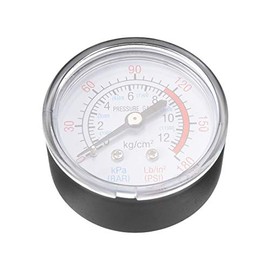 sourcing map Air Compressor Parts Pressure Gauge 1/4BSP 12.5mm Male Thread Back Mount 0-180 PSI