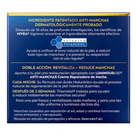 Nivea Luminous Crema Facial de Noche con Ácido Hialurónico, Todo Tipo de Piel, 50ml                                                                   