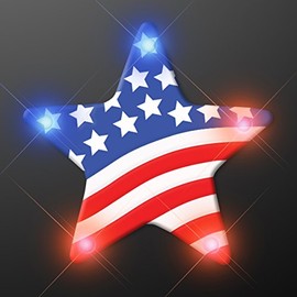 Light Up US Flag Star Flashing Blinking LED Body Light Lapel Pins (5-Pack)