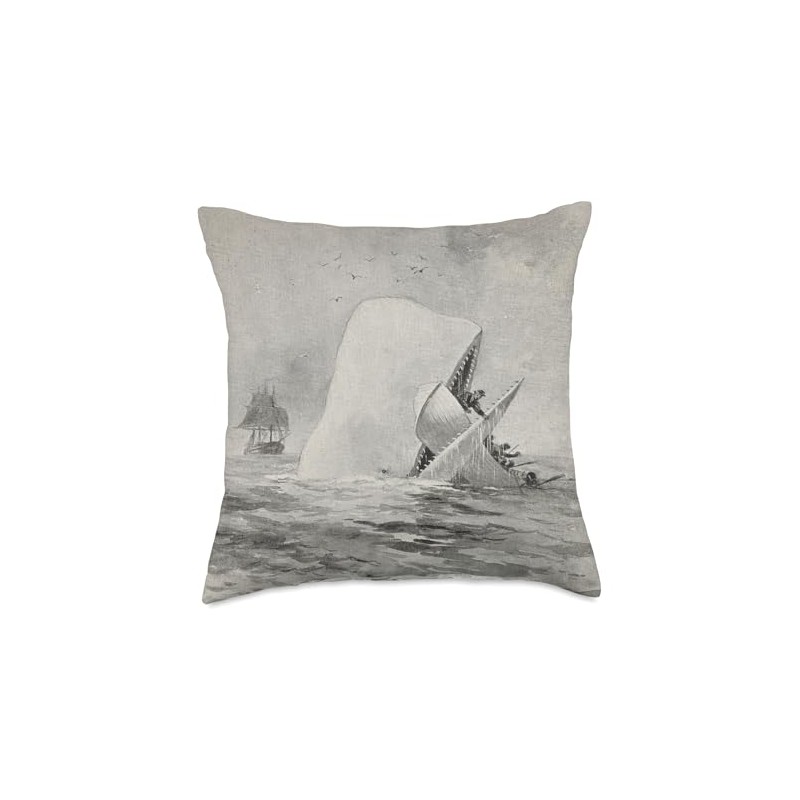 Moby Dick Whale Attacking a Whaling Ship (1892) Throw Pillow