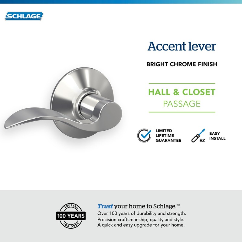 SCHLAGE F10 ACC 625 Accent Z-Wave Connect Camelot Touchscreen Deadbolt,
