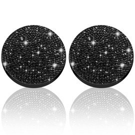 Car Coasters for Cup Holder,Dermasy 2 Pack Cute Bling Car Cup Holder Coaster with Rhinestone for Women and Girl 2022 Universal Anti Slip Silicone Automotive Interior Accessories Set (All Black)