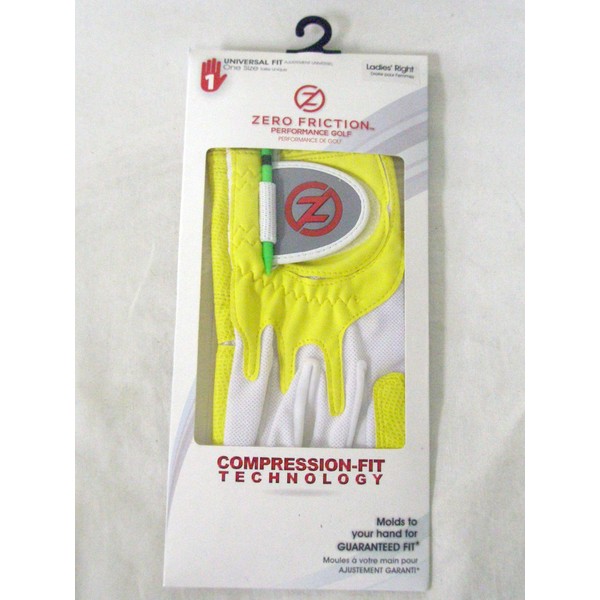 Zero Friction Performance Glove (Ladies, Right, Yellow) Universal FIT Golf