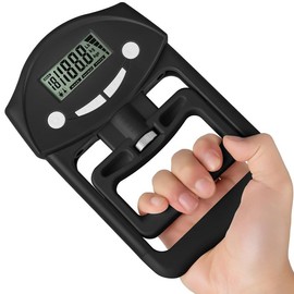 Grip Strength Tester, Hand Grip Dynamometer, Electronic Hand Grip Strength Tester Grip Strengthener Hand Exerciser Digital Hand Grip Training Gauge 220 Lbs / 99 Kgs for Sports, Office and Home Use - Colour: Black