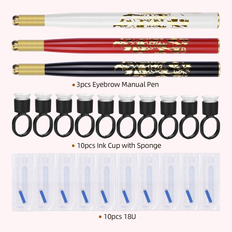 ATOMUS Microblading Pen Kit 3pcs Tattoo Eyebrow Manual Pen 10pcs