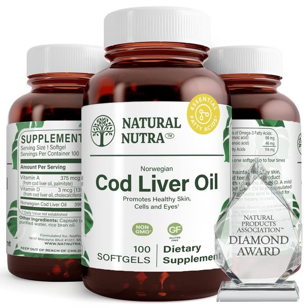Natural Nutra Norwegian Cod Liver Oil Supplement, Arctic Fish Oil