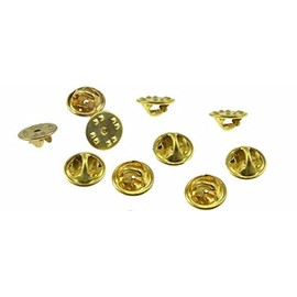 20 Brass Coloured Metal Replacement Pin badge Backs With Butterfly Clasp Fitting
