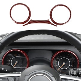 RT-TCZ for Jeep JL Dashboard Instrument Panel Gauges Trim Ring Cover for Jeep Wrangler JL JLU Gladiator JT 2018-2023 Red Carbon Fiber Interior Accessories 3pcs