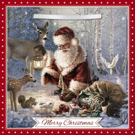 MERRY CHRISTMAS Santa in the Forest Christmas Card 3D Holographic Hologram detatchable front