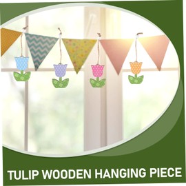 Housoutil 12pcs Tulip Ornament Wood Tulip Hanging Ornaments Wood Tulips Flower Spring Tree Hanging Tulip Wood Flowers Hanging Decorations Wood Tulip Signs Christmas Tree Wooden Small Tree