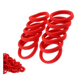 50 Pcs 8mm Red Thick Hair Bands, Red Hair Ties Christmas Stocking Fillers Women and Girls, School Hair Accessories, Red Bobbles For Women Girls Kids, Ladies Red Hair Band