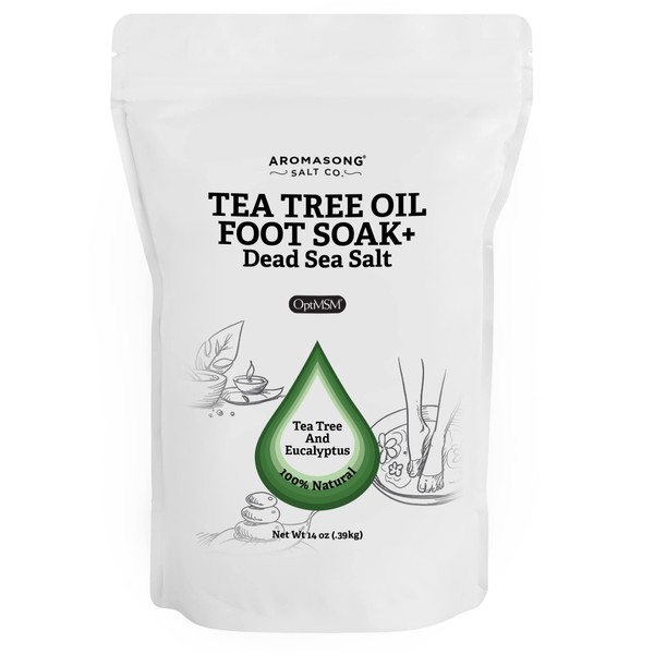 Aromasong Tea Tree Foot Soak Treatment with 7 Essential Oils - OptiMSM - Eucalyptus Oil with Dead Sea Salt 14 OZ.