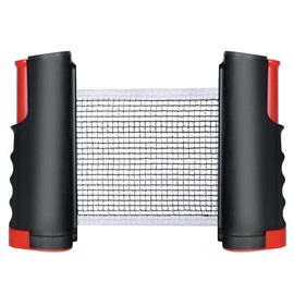 Flintronic Retractable Ping Pong Net, Portable Table Tennis Net Rack, 170 * 19 cm Replacement Table Tennis Net, Perfect for Ping Pong Table, Office Desk, Home Kitchen or Dining Table (Red)